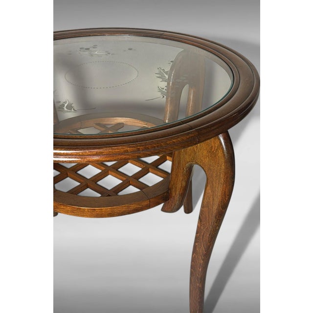 Mid 20th Century Paolo Buffa Style Art Deco Italian Walnut Side Table With Beveled Glass Top For Sale - Image 12 of 18