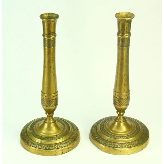 1810 First Empire French Brass Candle Holders - a Pair For Sale - Image 10 of 10