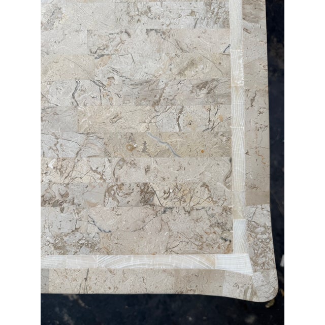 1980s Sculptural Tessellated Stone Game Table Brass Detail by Maitland Smith For Sale - Image 5 of 10