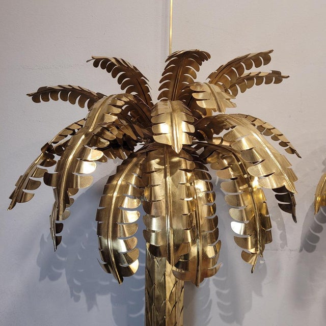 Palm Tree Lamps in Gilt Brass by Christian Techoueyres for Maison Jansen, France, 1970s, Set of 2 For Sale - Image 9 of 18