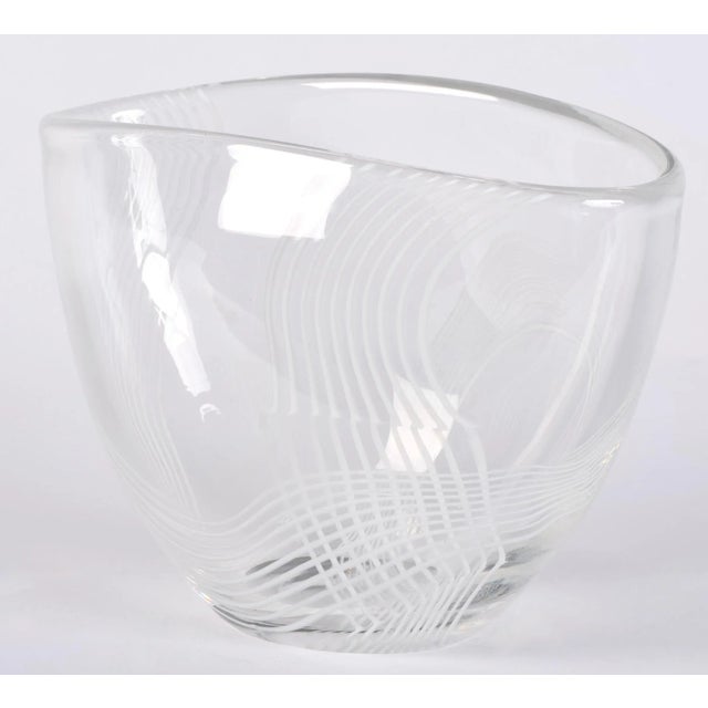 Mid-Century Modern Vintage Vicke Lindstand Kosta Art Glass Arabesque Bowl For Sale - Image 3 of 13