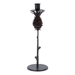Brunel Pinecone Design Wrought Iron Candleholder, Medium For Sale