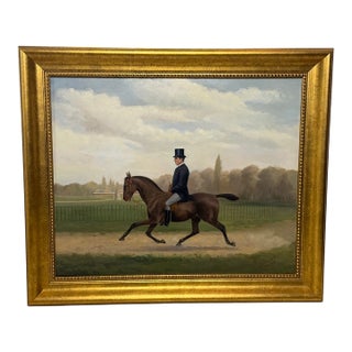 1887 Victorian Equestrian Portrait of a Gentleman & Bay Horse in Hyde Park For Sale
