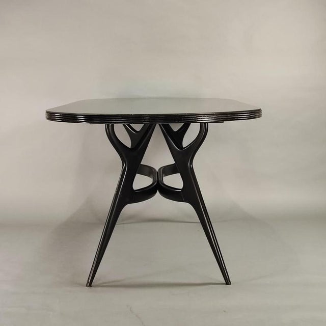Black Table with Oval Glass Top, 1950s For Sale - Image 5 of 8