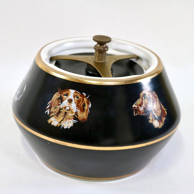 Vintage Mid-Century English Denby Cross Keys Sporting Dog Ceramic Tobacco Humidor Jar For Sale - Image 4 of 16