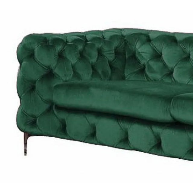 Chester 3 seater sofa, green velvet new. Data sheet: -Design sofa, 3 seats. -Made with solid wooden structure. -High-...