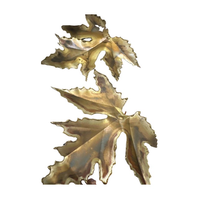 1982 Torch-Cut Metal Leaf Sculpture — 53” - Signed For Sale - Image 11 of 17