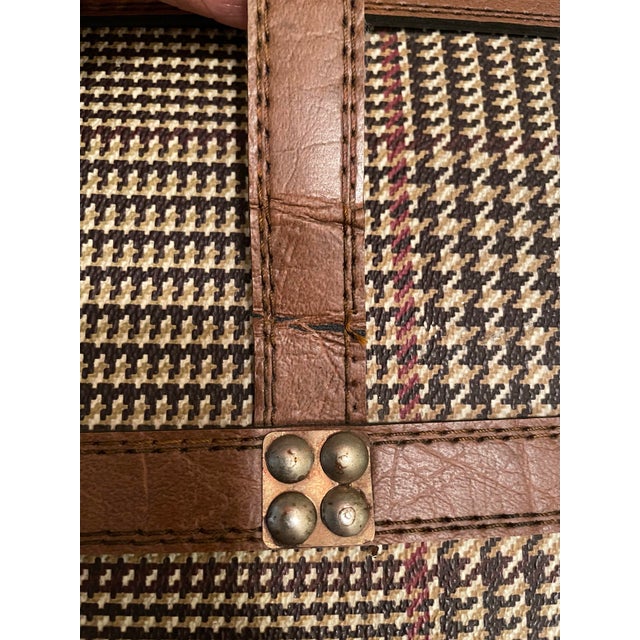 Vintage Leather & Houndstooth Storage Box – Ralph Lauren Style / Equestrian Home Decor For Sale - Image 10 of 11
