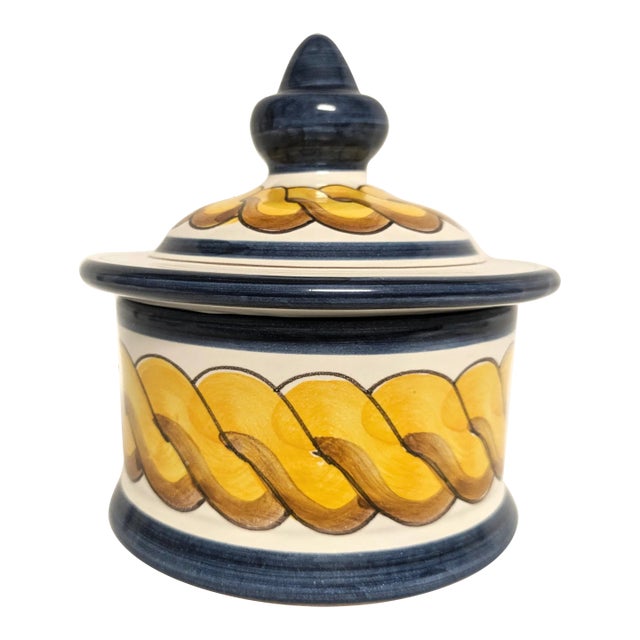Spanish Triana Lidded Dish - Blue & Gold For Sale