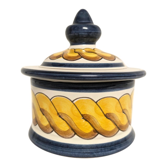 Vintage Spanish Ceramic Lidded Bowl For Sale
