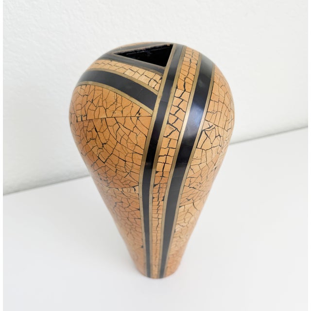A dramatic Art Deco revival vase attributed to Dara International, a late 20th-century maker similar in style to Maitland...