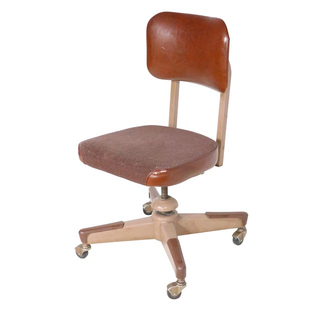 Metal Mid Century Industrial Swivel Desk Chair For Sale - Image 7 of 13