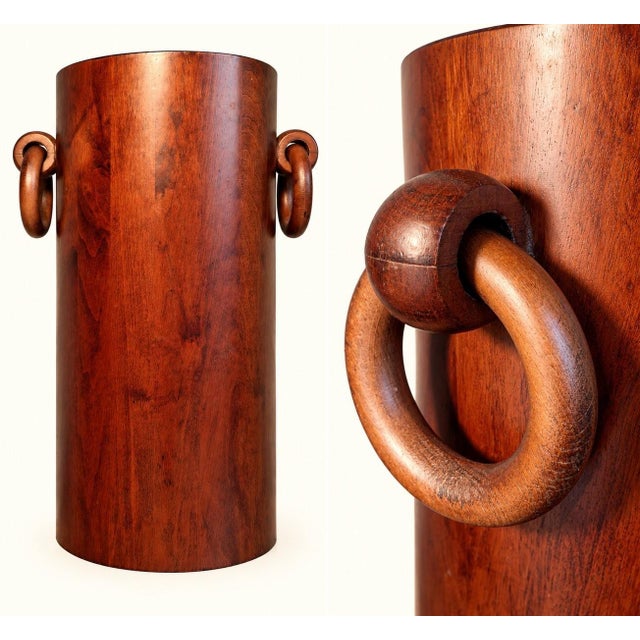 Wood Mid-Century Brutalist Walnut Umbrella Stand, 1960s For Sale - Image 7 of 8