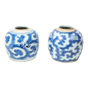Near Pair of Chinese Blue and White Porcelain Vases Decorated With Dragons
