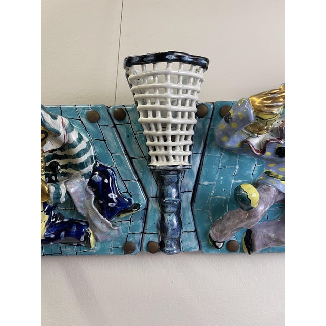 Panel with 7 Tiles and Lights in Ceramic from San Polo, Italy, 1950s For Sale - Image 3 of 17