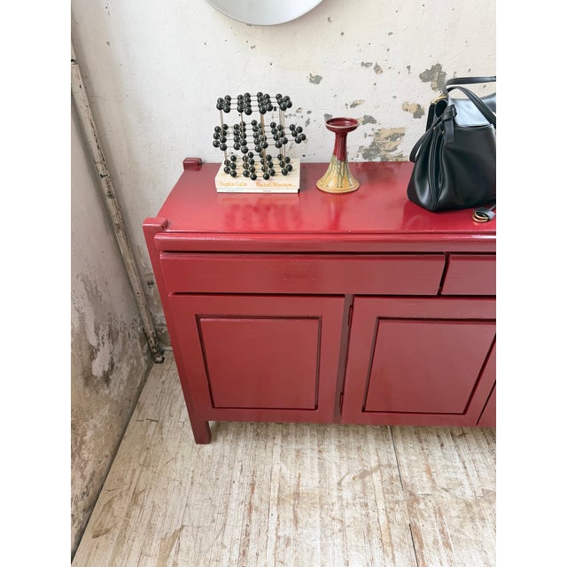 Vintage Red Lacquered Sideboard in Wood, 1970 For Sale - Image 16 of 18