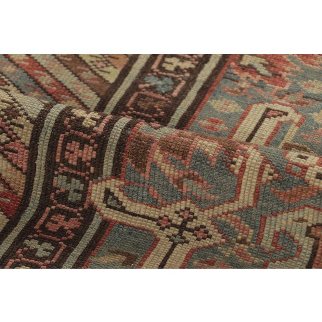 Rug & Kilim Antique Caucasian Kuba Rug in Blue With Rhythmic Floral Geometry - Rug & Kilim For Sale - Image 4 of 6