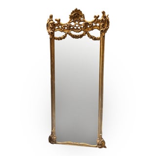 Large 1970s Rococo Standing Floor Mirror For Sale