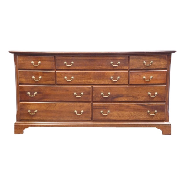 Cresent Furniture Solid Cherry Traditional Style 68" Triple Dresser 7268 For Sale