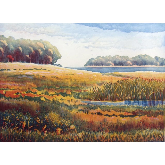 1990s Nicolette Jelen "Summer Morning Viii" Signed Aquatint Etching Art Landscape For Sale