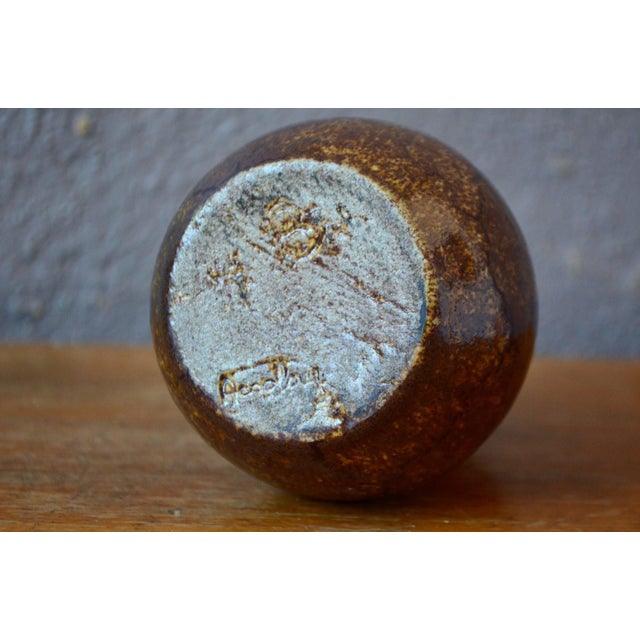 1950s Vintage Bohemian Style Corolla Vase in Glazed Stoneware from Accolay, 1950s For Sale - Image 5 of 7