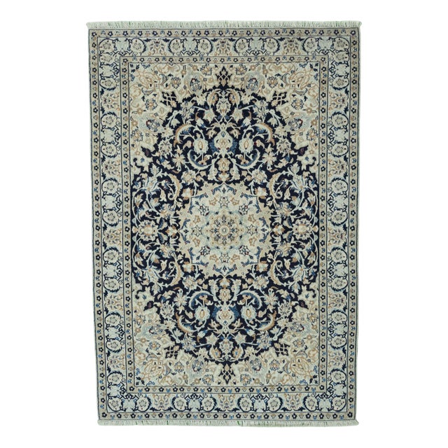 Hand-Knotted Oriental Rug with Silk For Sale