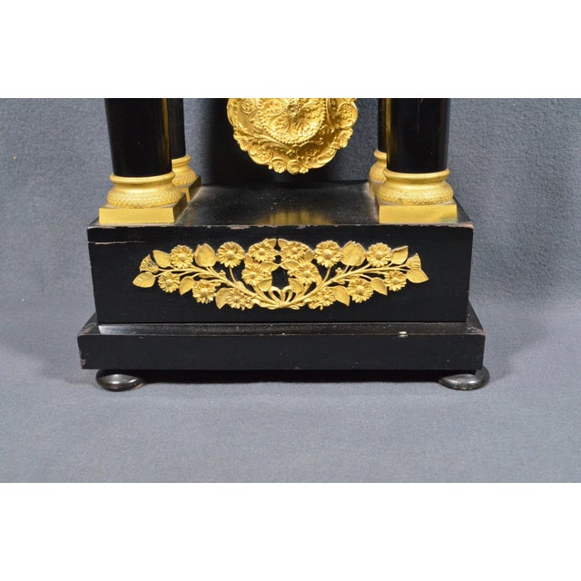 French Napoleon III Ebonized Wood Portico Mantel Clock, Circa 1860 For Sale - Image 12 of 13
