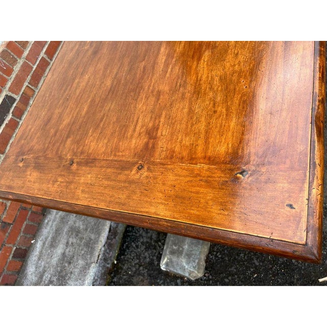 Vintage Country Style Wrought Iron Base Solid Wood Top Dining Table. Made in Italy For Sale - Image 4 of 12