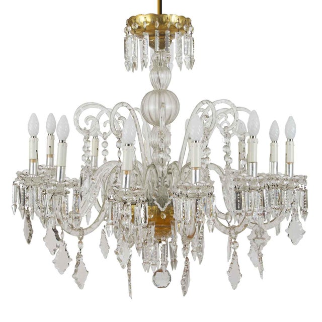 Antique Bohemian Crystal Chandelier, 1950s For Sale - Image 10 of 10