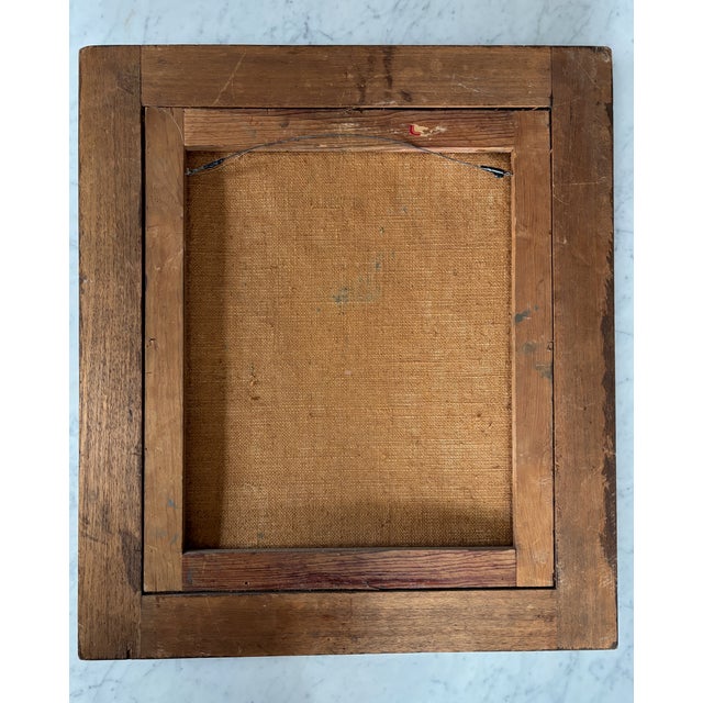 Mid 20th Century Mid 20th Century Framed Portrait of Young Woman With Calle Lilies Oil on Burlap by Jose Anastacio Munroy For Sale - Image 5 of 5