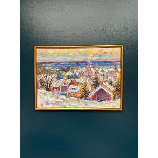 Alex Hansen, Snow‑Covered Coastline, 1950s, Oil on Canvas, Framed For Sale - Image 10 of 10