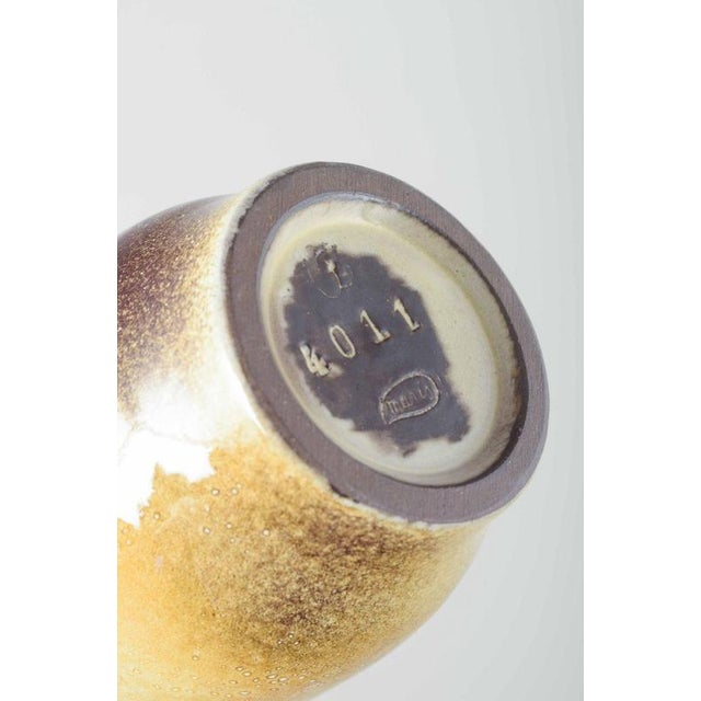 Vintage Stoneware Vase with Flowing Yellow and Brown Glaze by Mari Simmulson for Upsala-Ekeby, 1960s For Sale - Image 4 of 5
