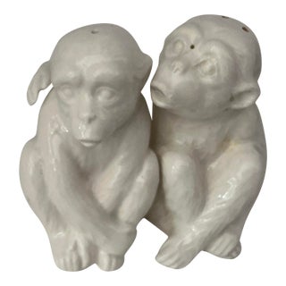1960s Fitz & Floyd Ceramic Monkey Salt and Pepper Shakers For Sale