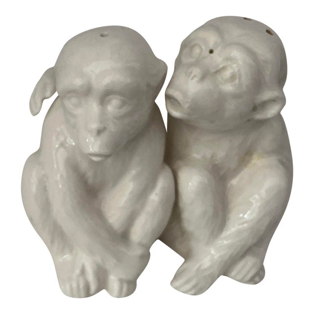 1960s Fitz & Floyd Ceramic Monkey Salt and Pepper Shakers For Sale