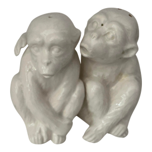 1960s Fitz & Floyd Ceramic Monkey Salt and Pepper Shakers