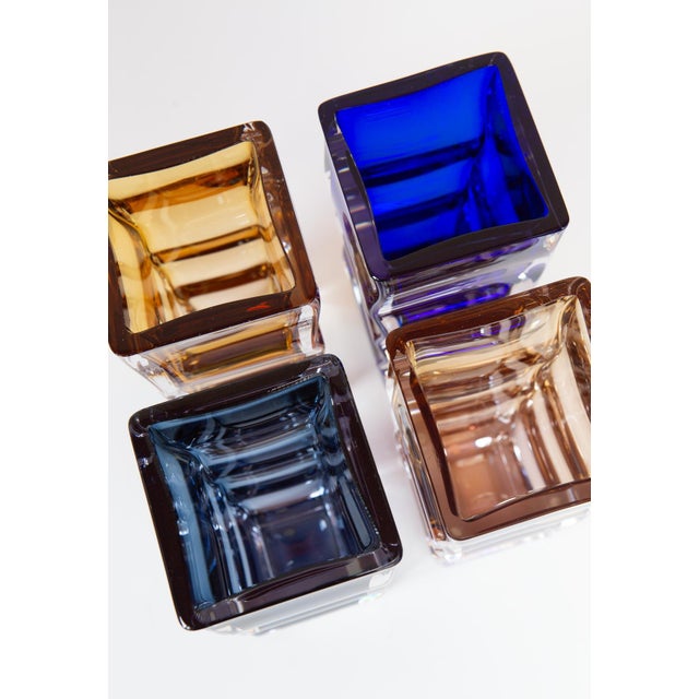 Blue Swedish Glass Vases in Blue and Amber from Orrefors, Set of 4 For Sale - Image 8 of 17