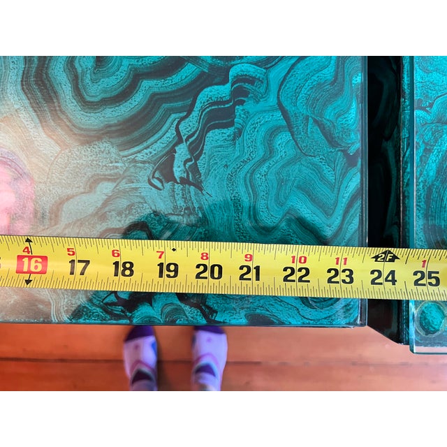 Hollywood Regency Faux Malachite Cube Tables - A Pair For Sale In Los Angeles - Image 6 of 8