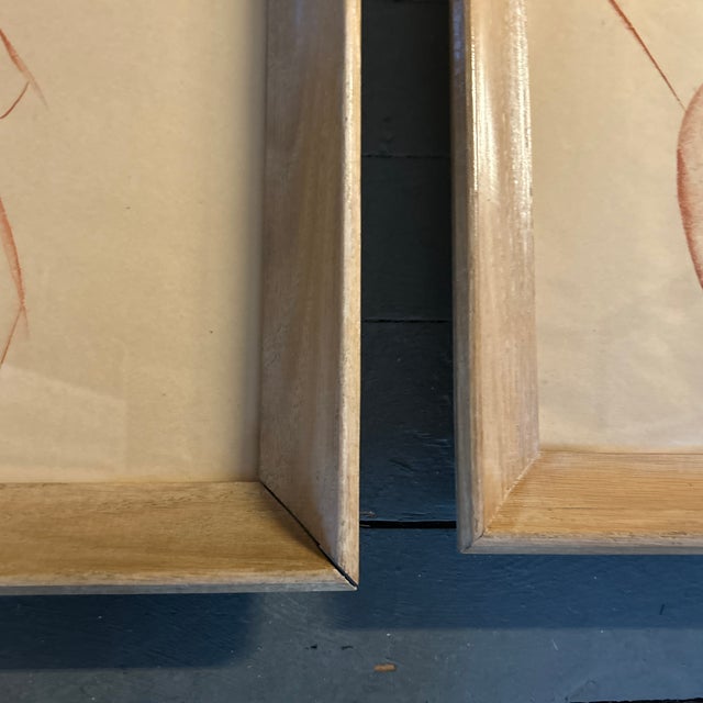 1940’s Two Original Abstract Sepia Figure Study Drawings- Set of Two For Sale - Image 4 of 5