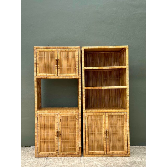 Vintage Woven Rattan Etagere - A Pair For Sale - Image 11 of 12