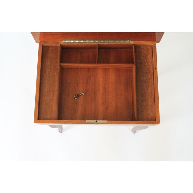 Wood Vintage Italian Marquetry Musical Jewelry Box Side Table For Sale - Image 7 of 12