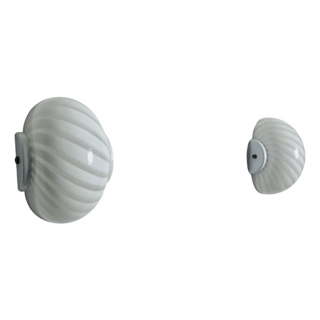 Pair of Mid-Century Glass Wall Lamps, Italy, 1960s For Sale