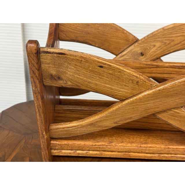Oak Wood Sculptural Magazine Rack For Sale - Image 4 of 12