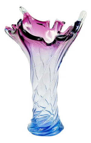 Large Mid-Century Modern Twisted Murano Glass Vase from Fratelli Toso, Italy, 1960s