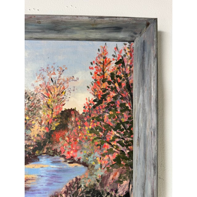 1962 Verna C. Rambo " October in Georgia " Fall River Landscape Oil Painting, Framed For Sale - Image 10 of 12
