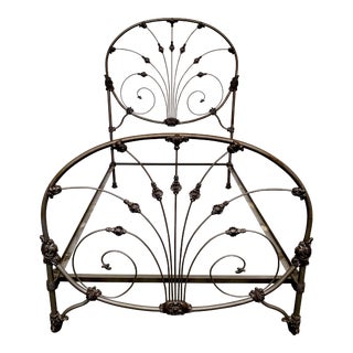 Vintage Victorian Cast Iron Queen Bedframe For Sale