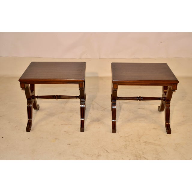 Brown Pair of Edwardian Mahogany Side Tables From England, Circa 1900 For Sale - Image 8 of 10