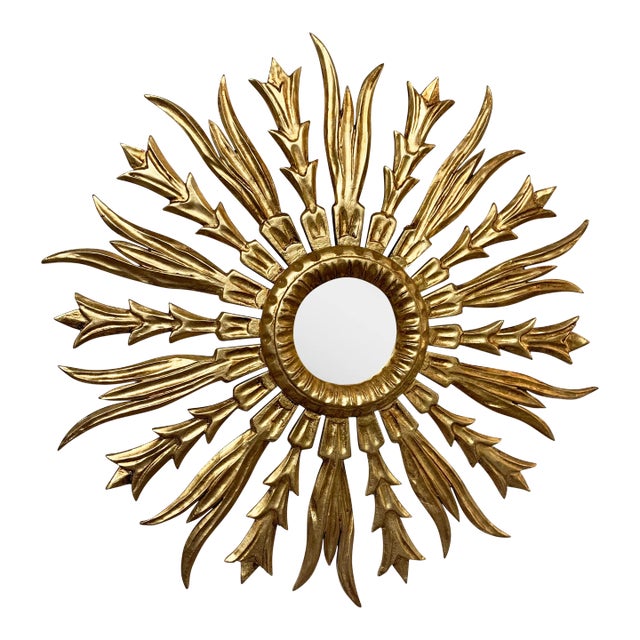 Late 20th Century Carved Golden Mirror For Sale