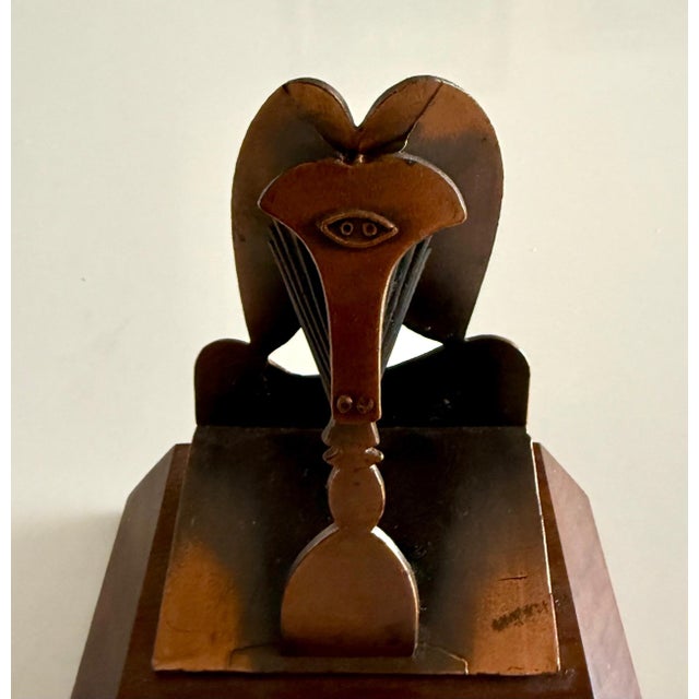 Brown (After) Pablo Picasso, Vintage 1970 Modernist Chicago Picasso Souvenir Cubist Sculpture Head Metal For Sale - Image 8 of 12