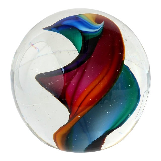 Signed Murano Glass Paperweight For Sale