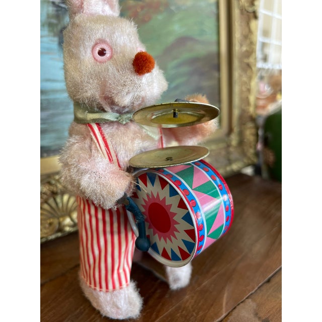 Vintage Wind-Up Bunny Rabbit Toy With Drum and Cymbals, 1950s-1960s.. For Sale - Image 4 of 10